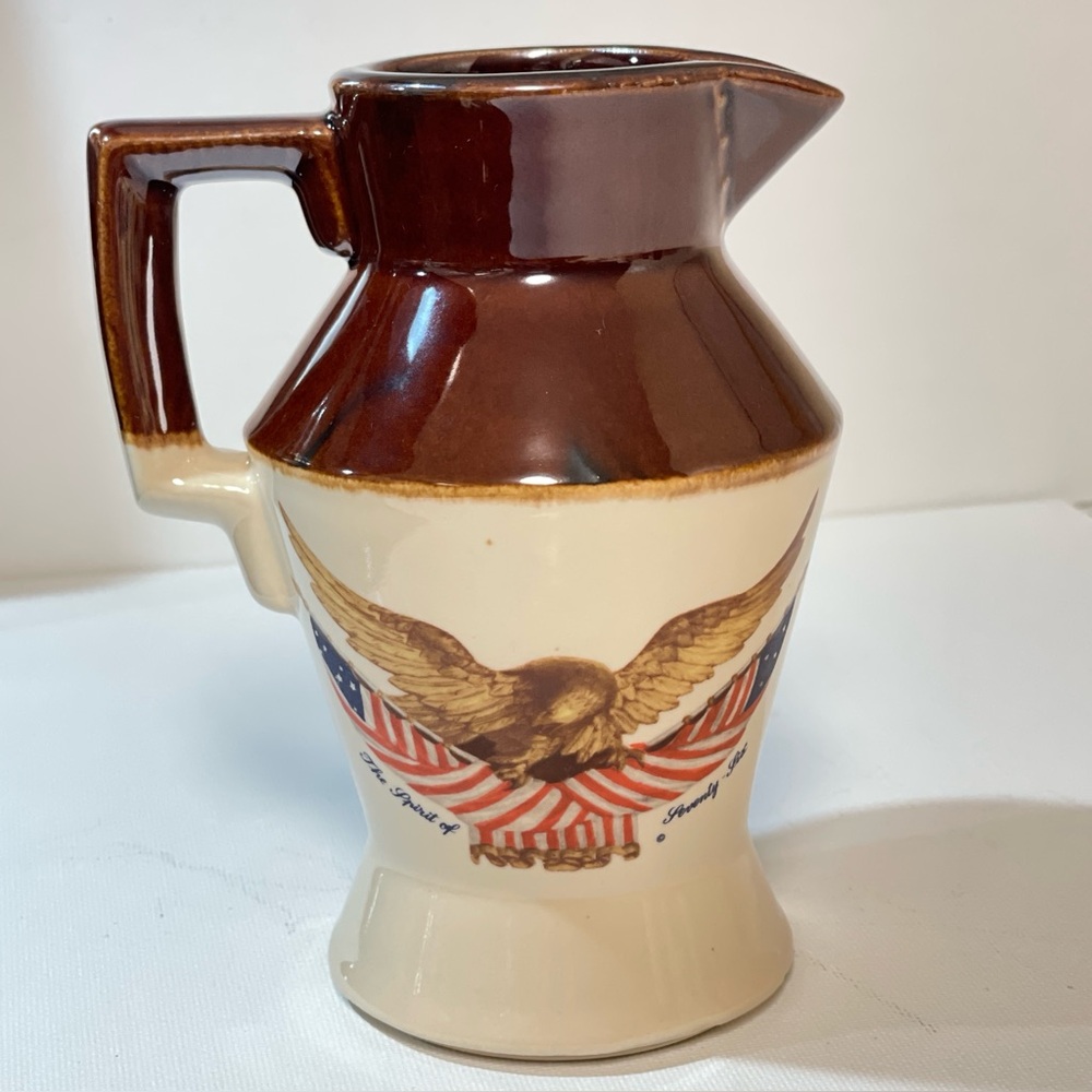 Vintage McCoy Pottery 335 Patriotic Pitcher 5” Eagle American Flag USA